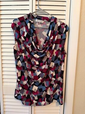 Kasper Sleeveless Blouse Bundle XL 1X Career Tops Cowl Neck Printed Workwear